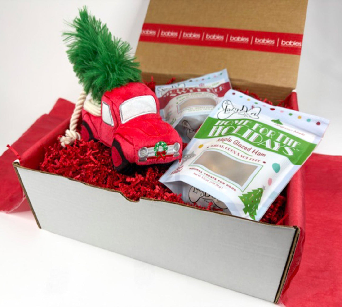 Home for the Holidays Red Truck Dog Gift Box
