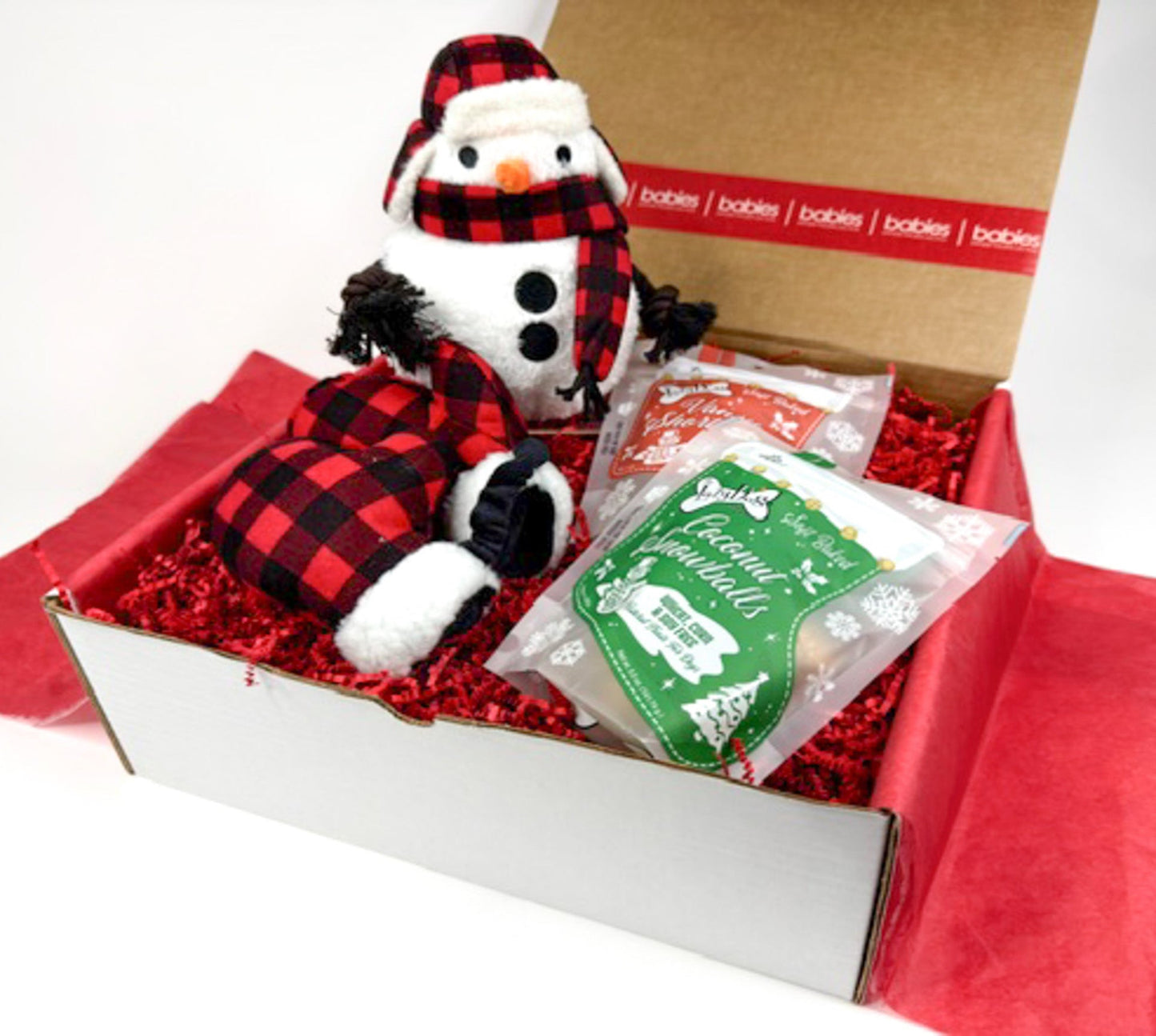 Holiday Snowperson and Mittens Dog Gift Box
